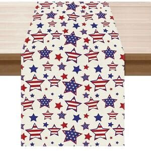 XCHI America Stars Patriotic 4th of July Table Runner Decoration 13x108 Inch S11